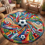 Match Day (Design 3) Round Mat Rug - washable non-slip printed rug
