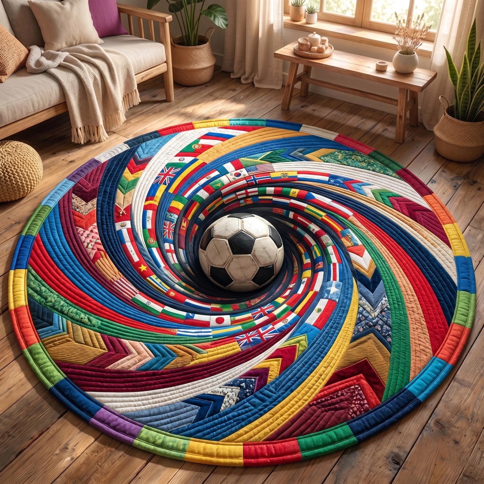 Match Day Round Mat Rug - Nature Design | Serene Home Decor