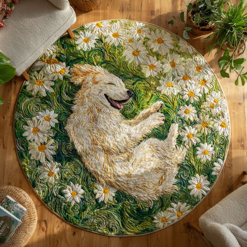 Meadow Bliss Round Mat Rug - washable non-slip printed rug