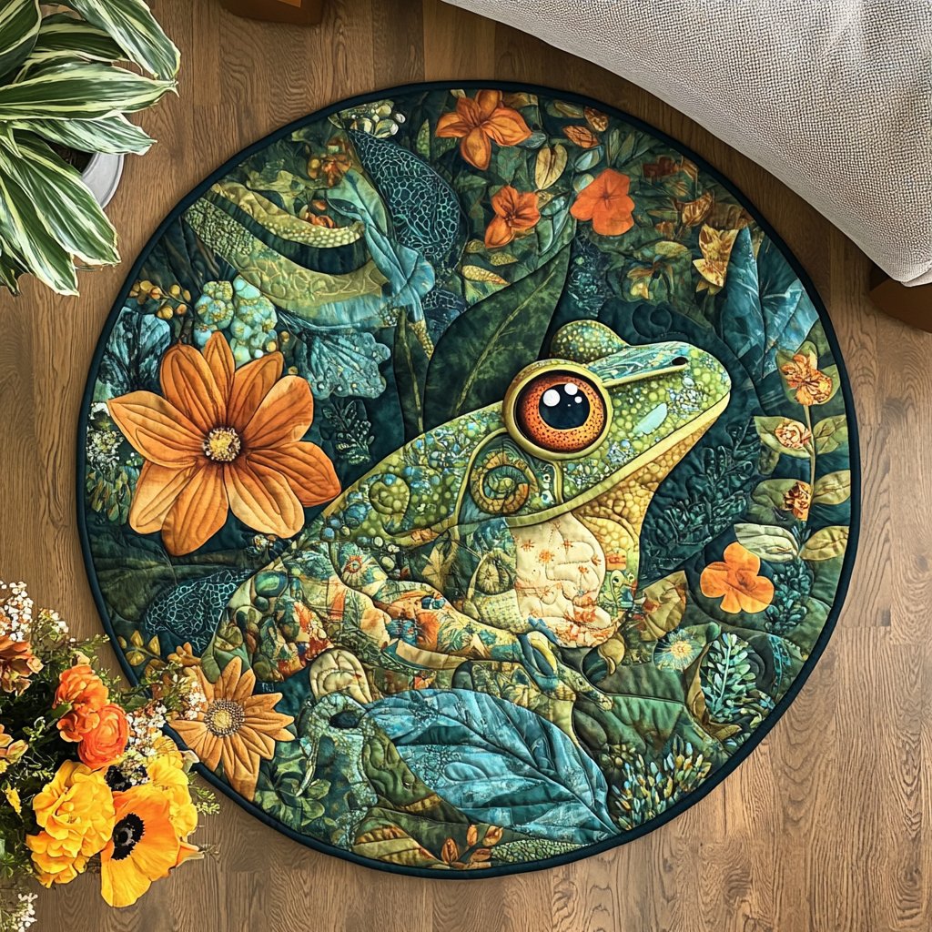 Meadow Leap Round Mat Rug - washable non-slip printed rug