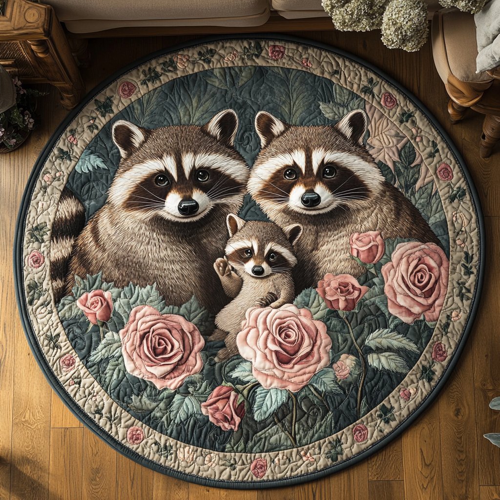 Meadow Mischief Round Mat Rug - washable non-slip printed rug