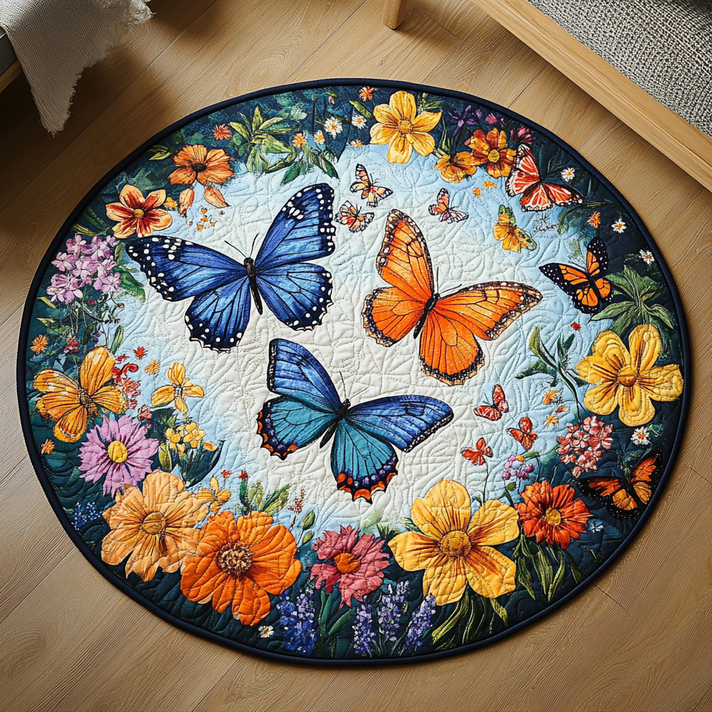 Meadow Monarch Round Mat Rug