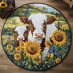 Meadow Moo Round Mat Rug - washable non-slip printed rug