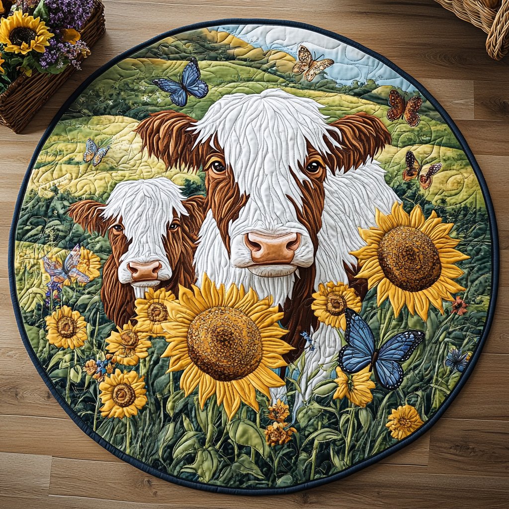 Meadow Moo Round Mat Rug - Nature Design | Serene Home Decor