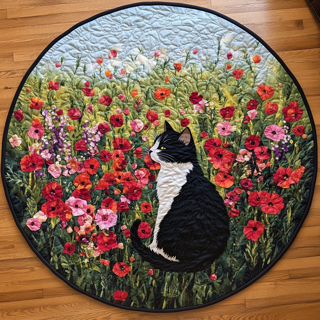 Meadow Muse Round Mat Rug - washable non-slip printed rug