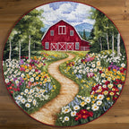 Meadow Path Round Mat Rug - washable non-slip printed rug