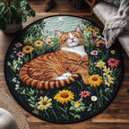 Meadow Stretch Round Mat Rug - washable non-slip printed rug