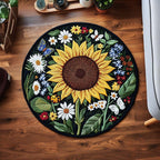 Meadow Whispers Round Mat Rug - washable non-slip printed rug