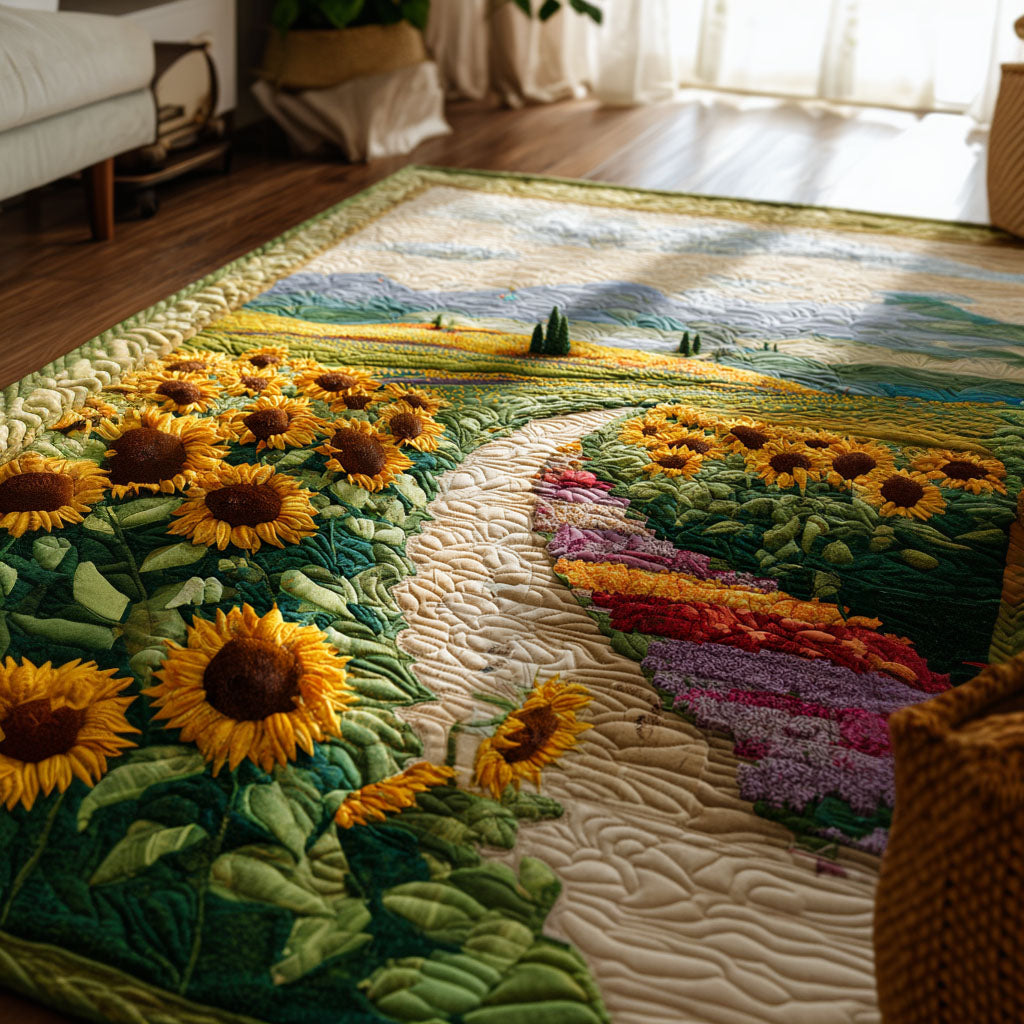 Meadow of Endless Blooms area rug in a living room