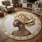 Melanin Goddess (Design 3) Round Mat Rug - washable non-slip printed rug