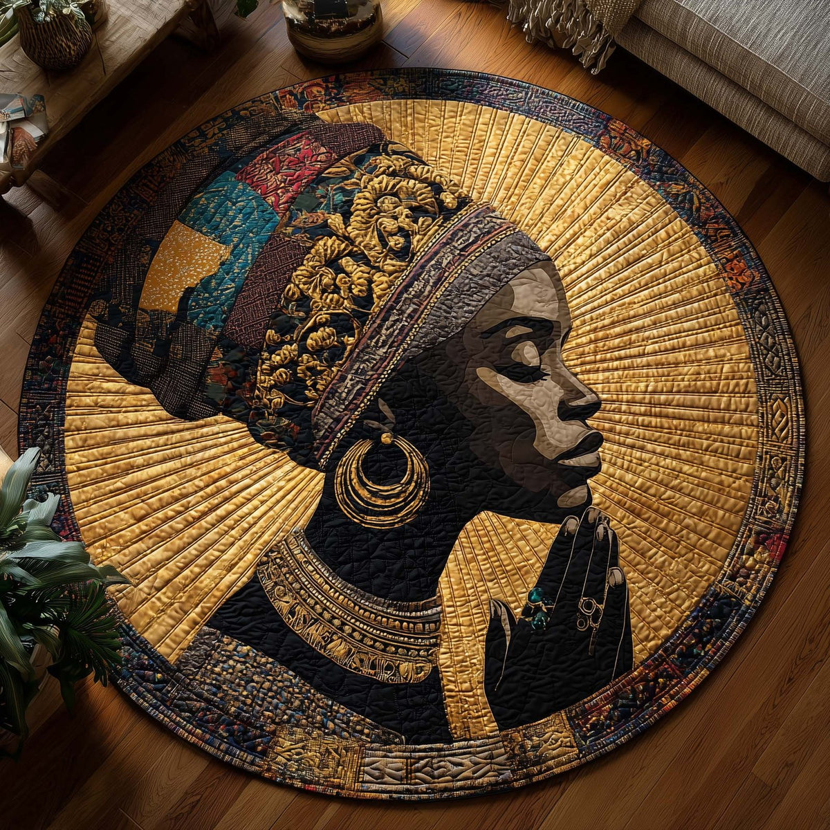 Melanin Legacy (Design 2) Round Mat Rug - washable non-slip printed rug