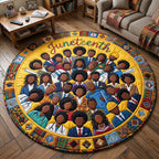 Melanin Legacy (Design 5) Round Mat Rug - washable non-slip printed rug