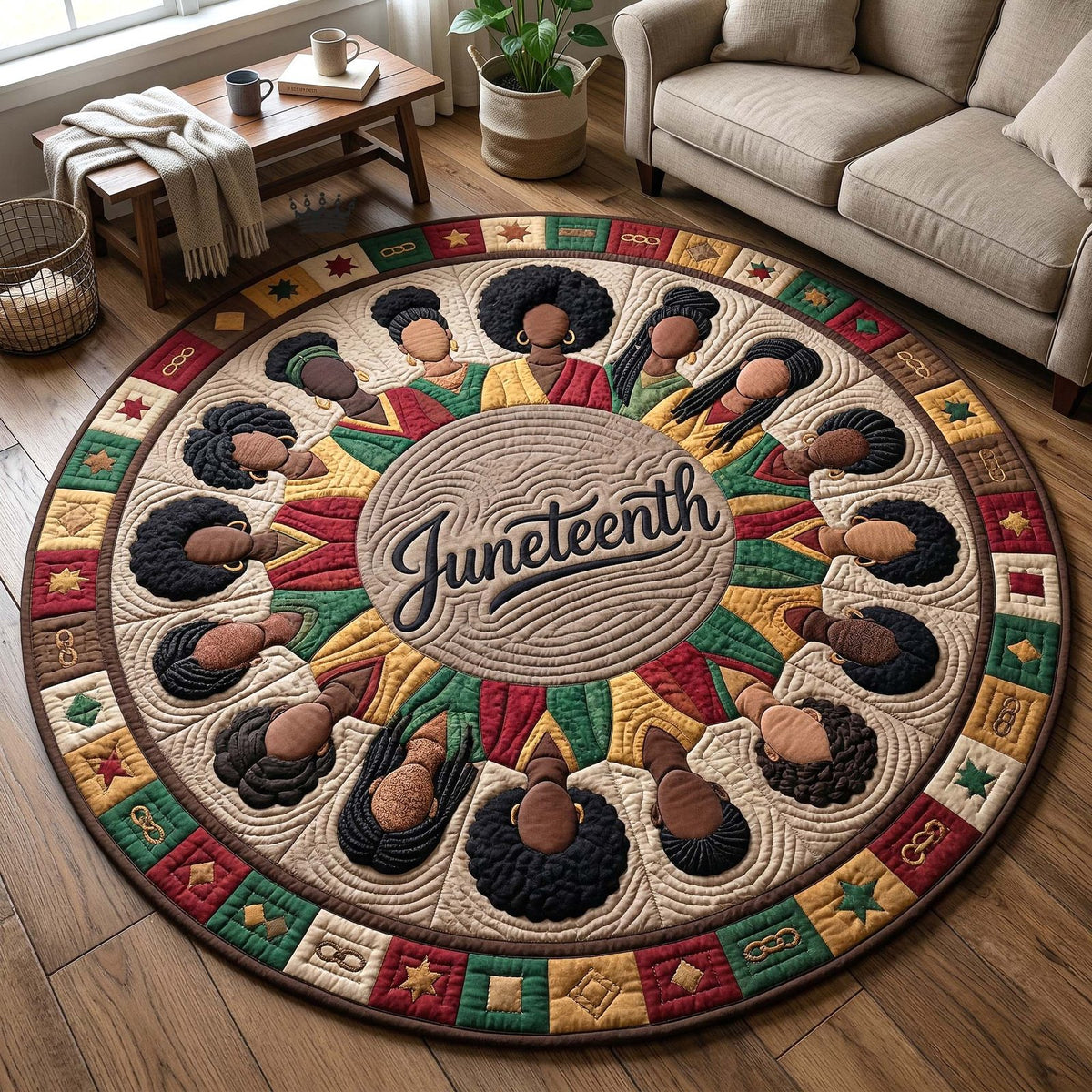 Melanin Legacy Round Mat Rug - washable non-slip printed rug