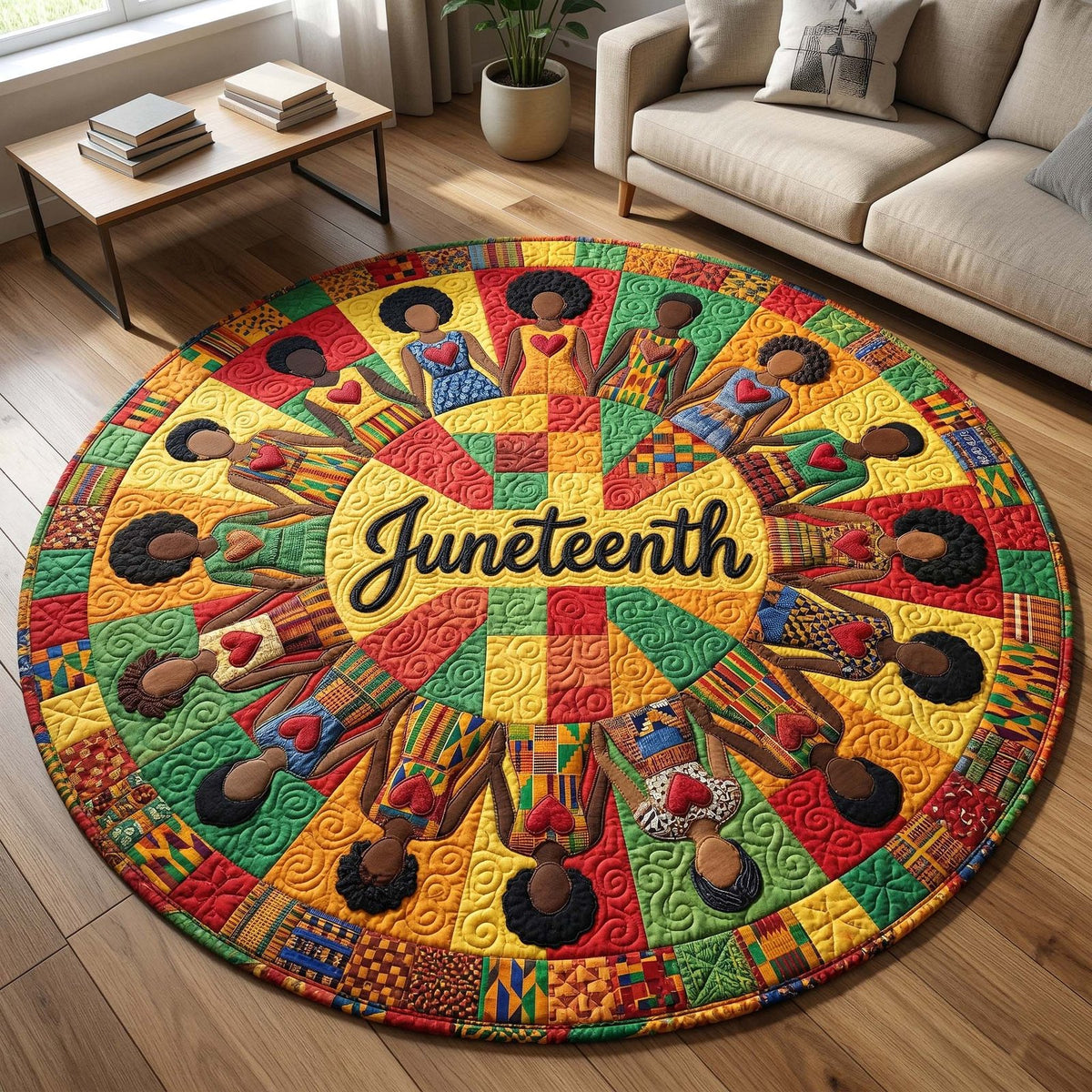 Melanin Legacy (Design 3) Round Mat Rug - washable non-slip printed rug