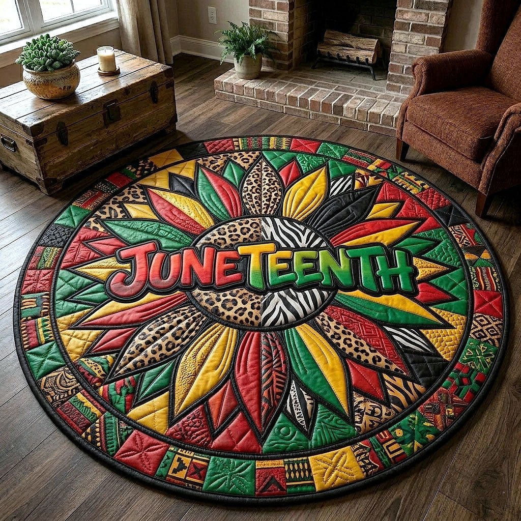 Melanin Legacy (Design 12) Round Mat Rug - washable non-slip printed rug