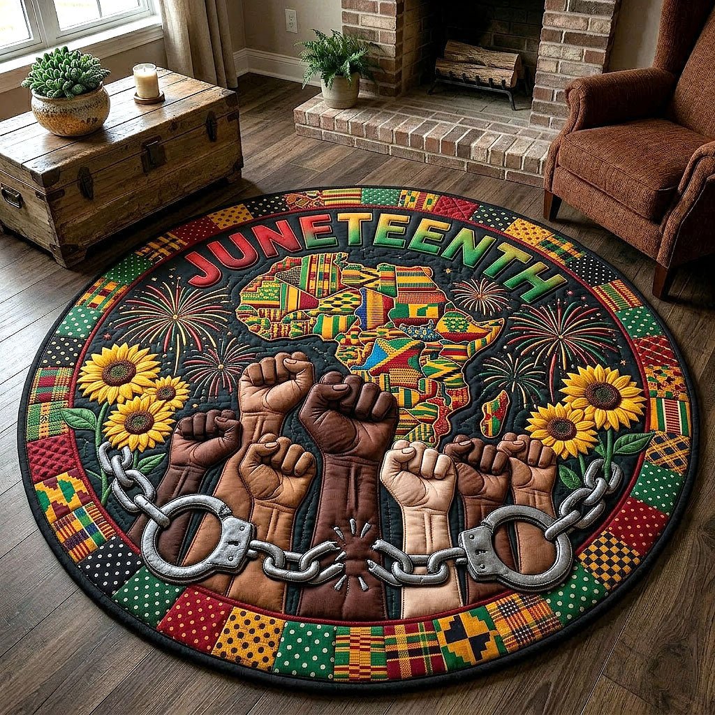 Melanin Legacy (Design 10) Round Mat Rug - washable non-slip printed rug