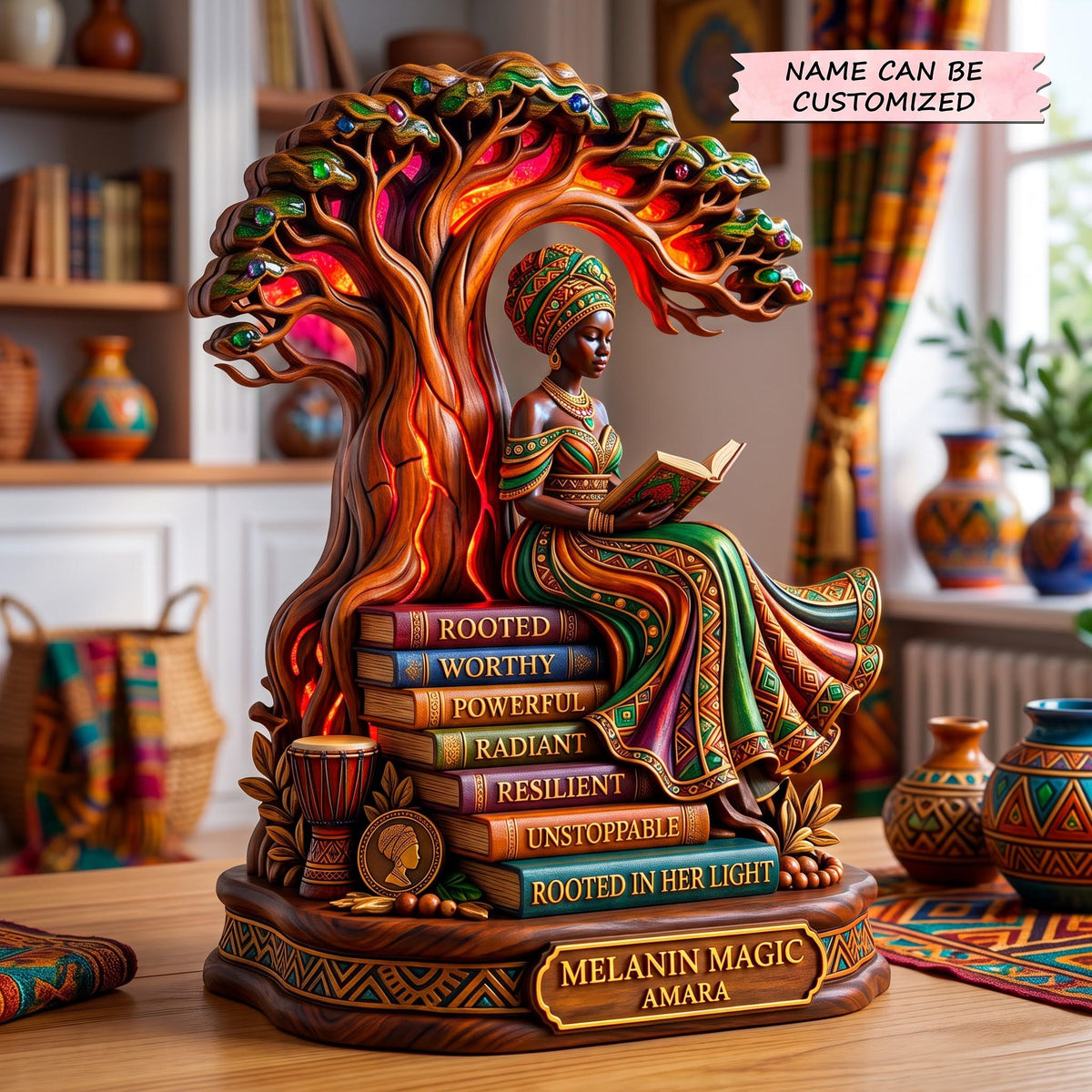 Melanin Magic wooden block, laser-cut 3-layer wood