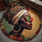 Melanin Monarch Round Mat Rug - washable non-slip printed rug