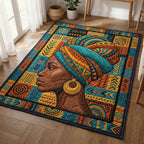 Melanin Queen area rug in a living room