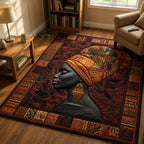 Melanin Queen area rug in a living room