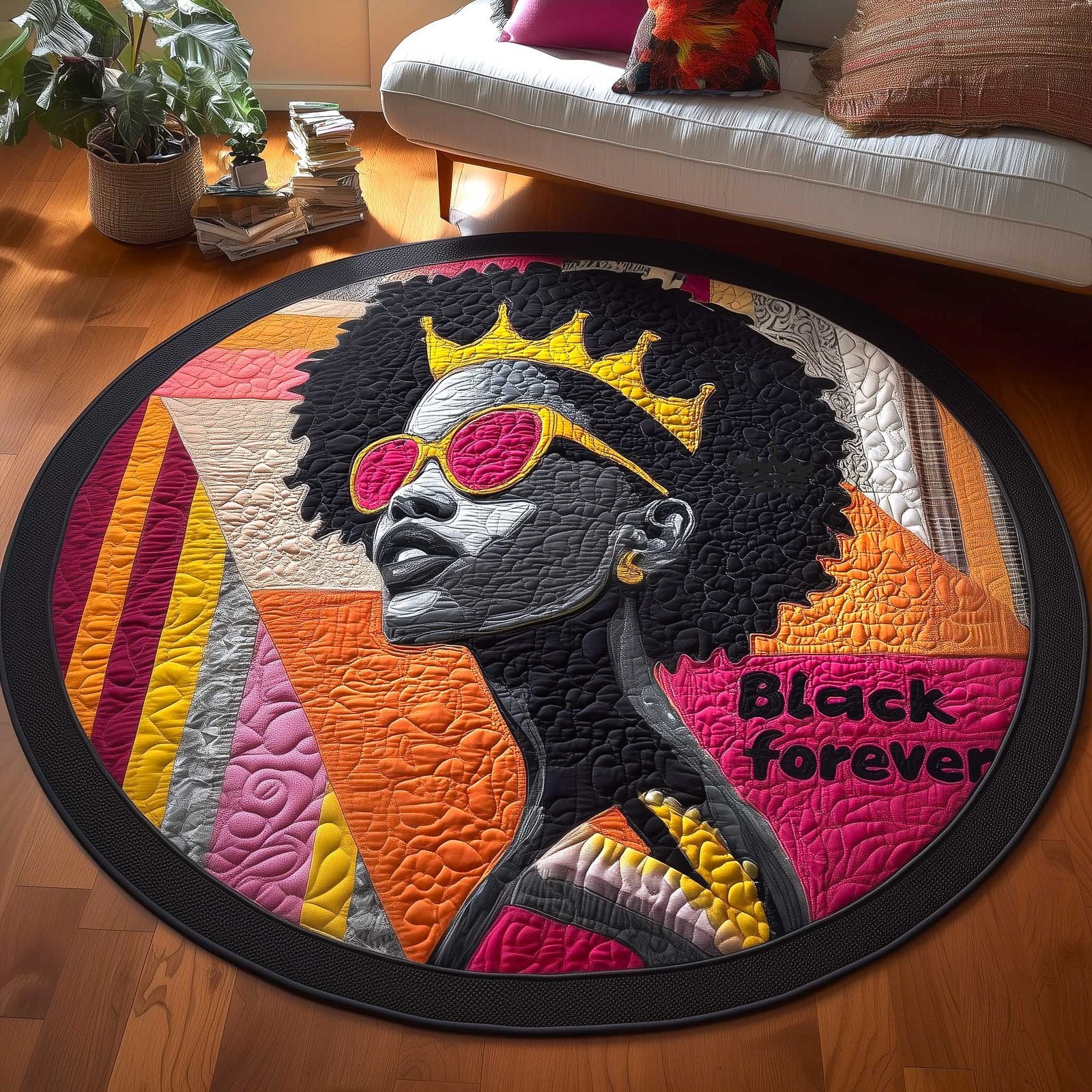 Melanin Queen Round Mat Rug - Nature Design | Serene Home Decor