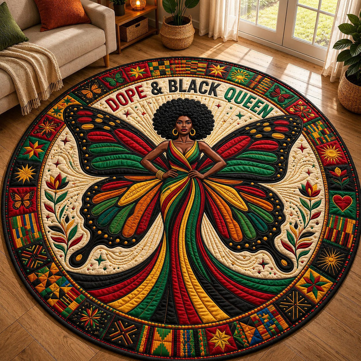 Melanin Queen Round Mat Rug - Nature Design | Serene Home Decor