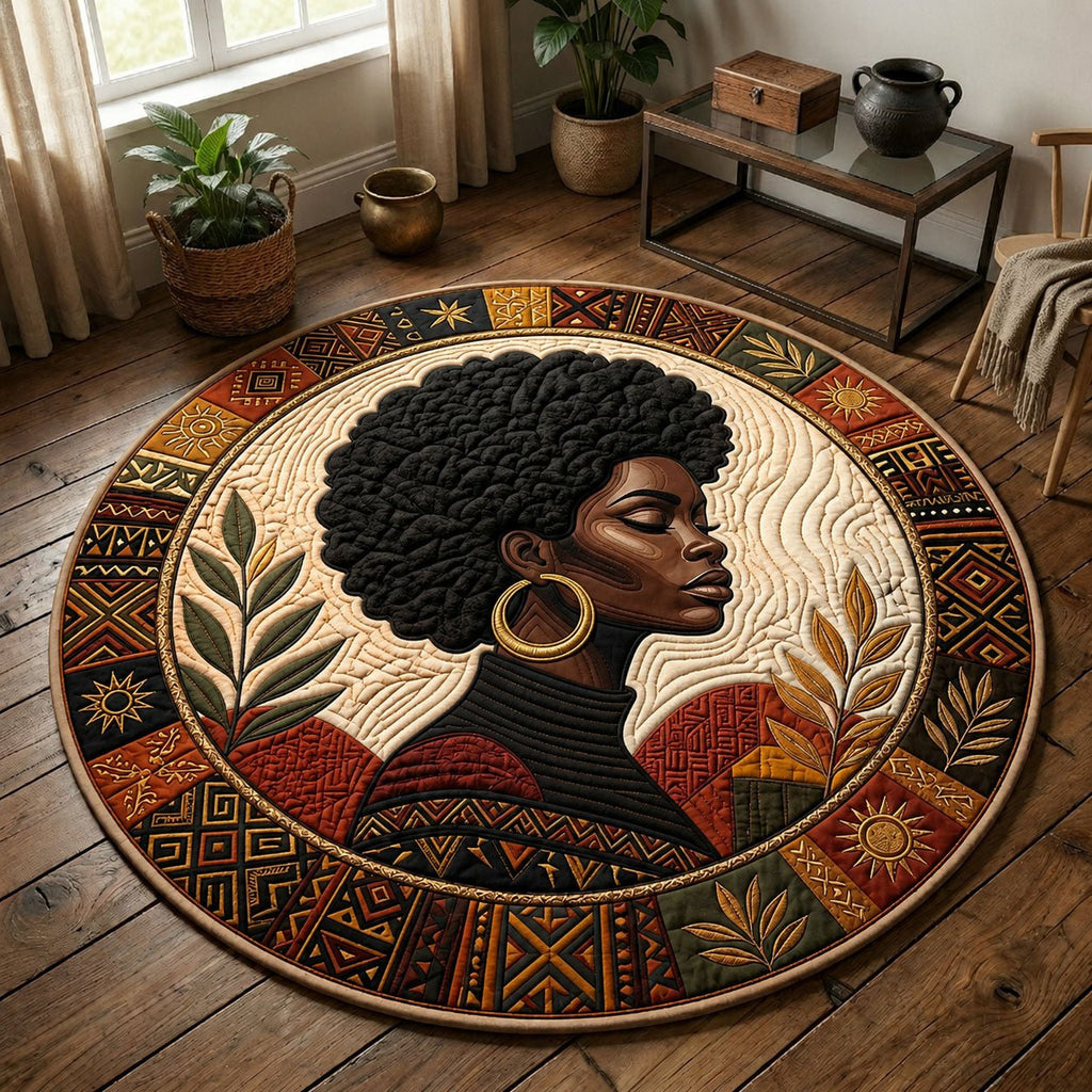 Melanin Queen Round Mat Rug - Nature Design | Serene Home Decor