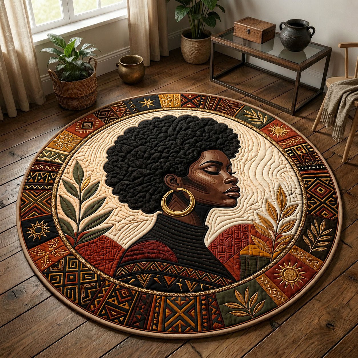 Melanin Queen Round Mat Rug - Nature Design | Serene Home Decor