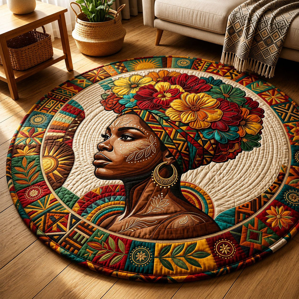 Melanin Queen Round Mat Rug - Nature Design | Serene Home Decor