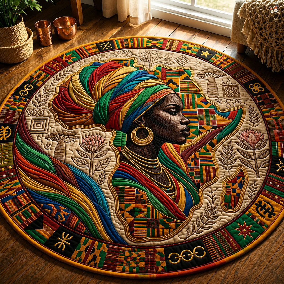 Melanin Queen Round Mat Rug - Nature Design | Serene Home Decor