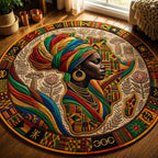 Melanin Queen Round Mat Rug - Nature Design | Serene Home Decor