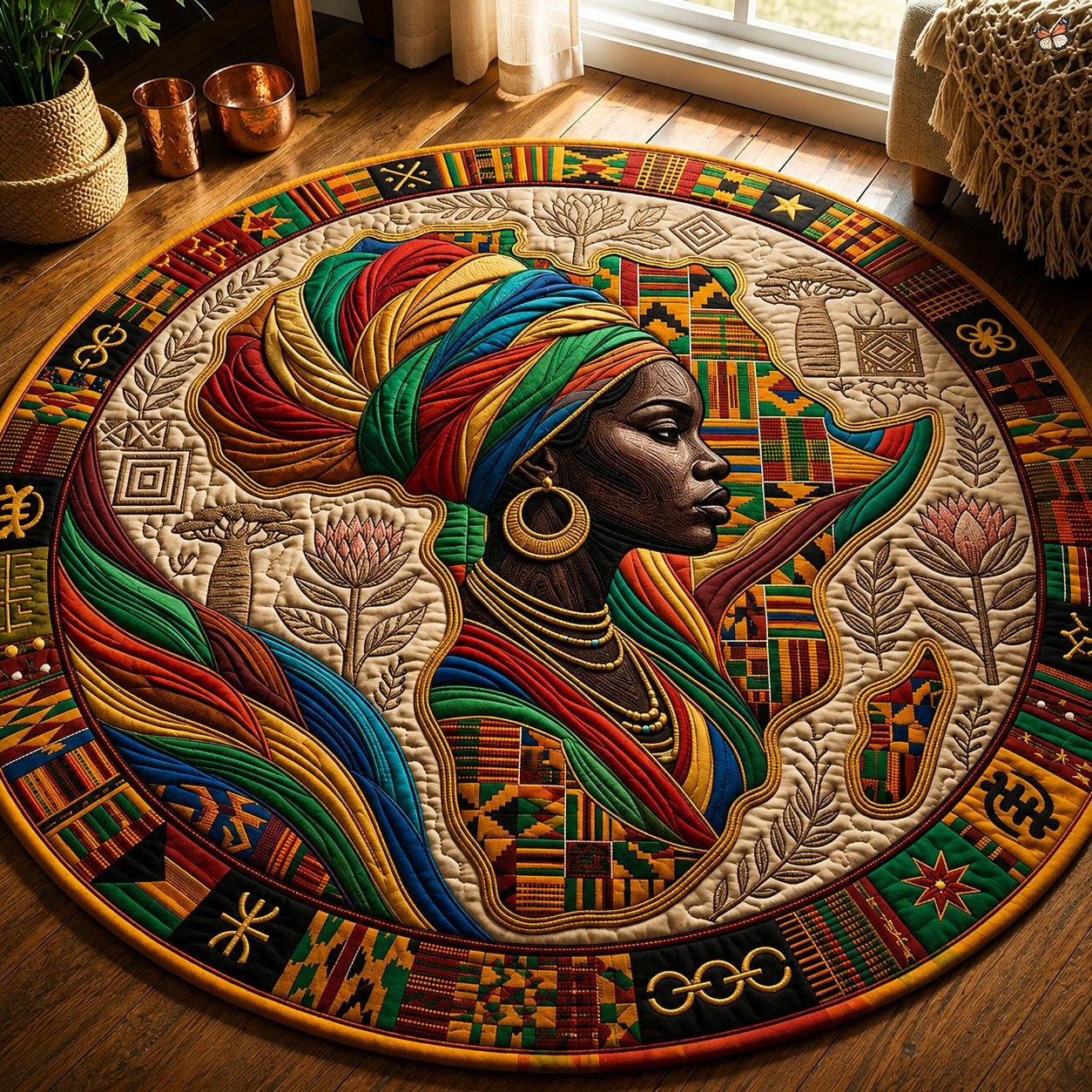 Melanin Queen Round Mat Rug - Nature Design | Serene Home Decor