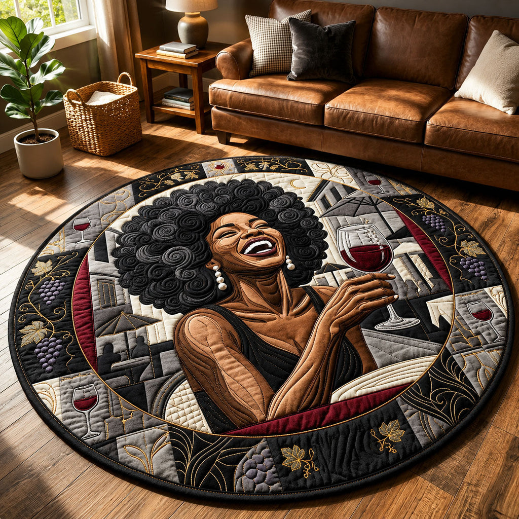 Melanin Queen With Wine Round Mat Rug GFTOPND325