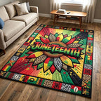 Melanin Unity area rug in a living room