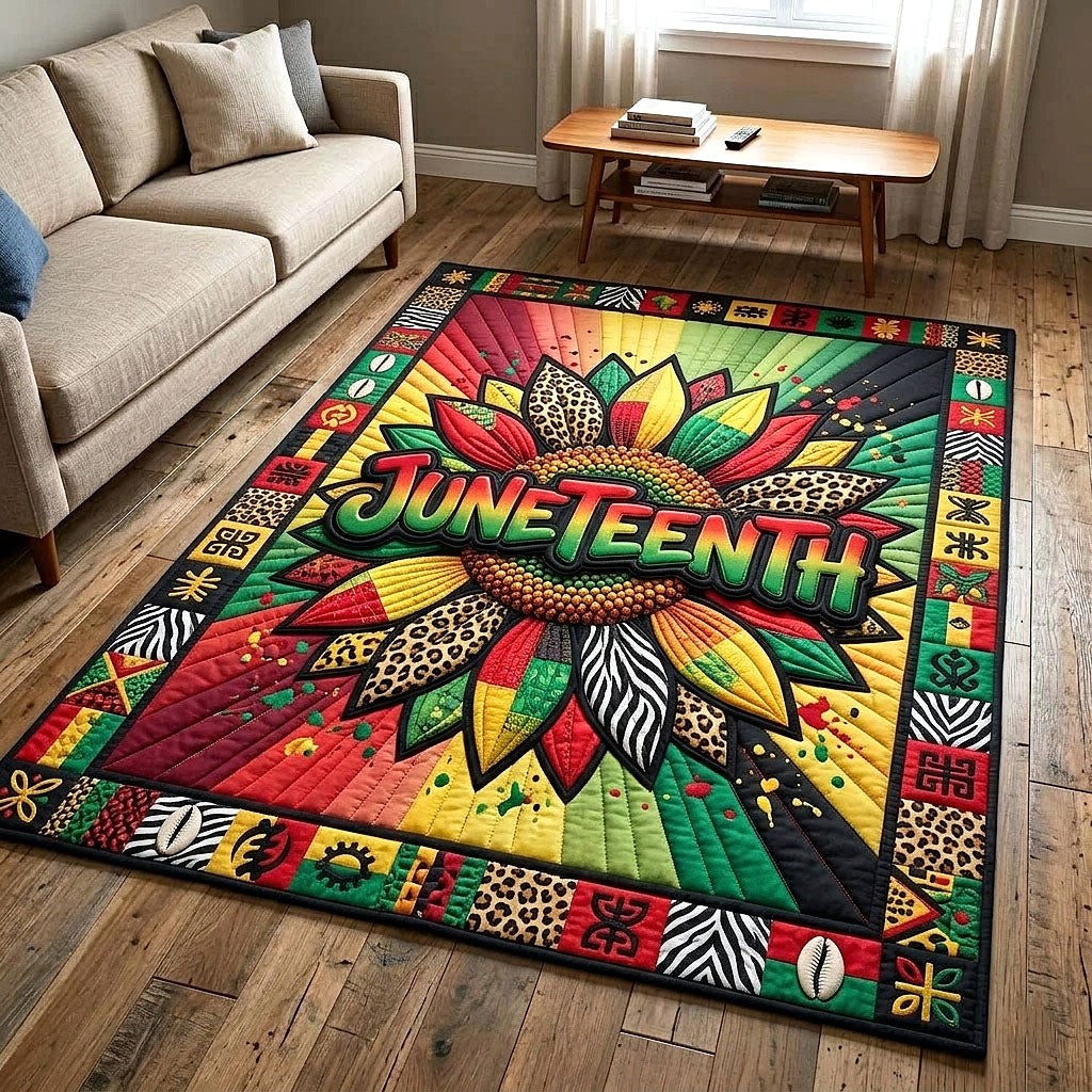 Melanin Unity area rug in a living room