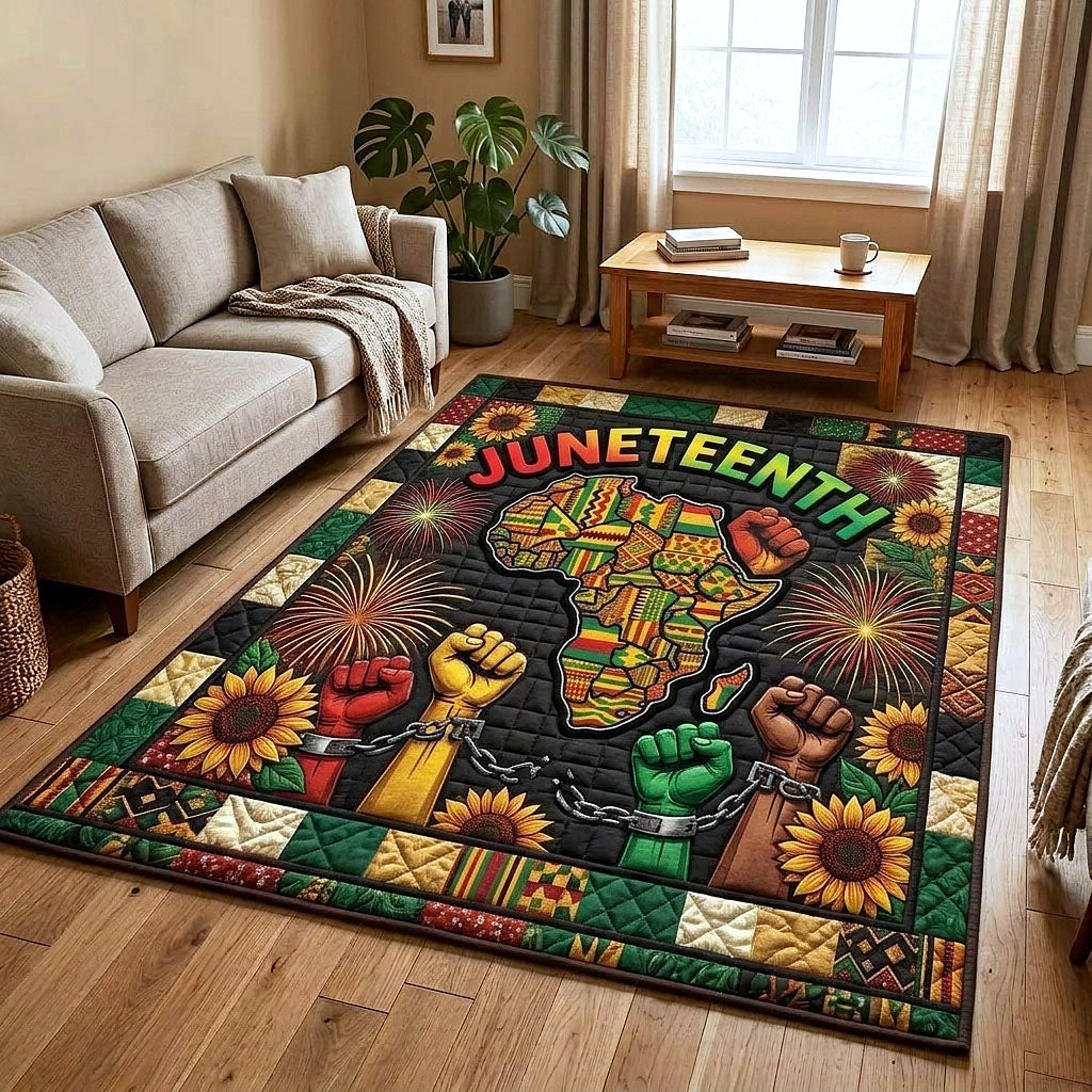 Melanin Unity area rug in a living room