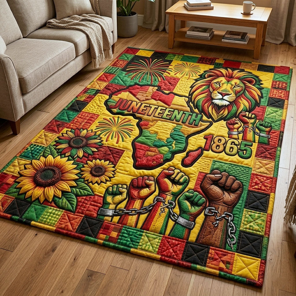 Melanin Unity area rug in a living room