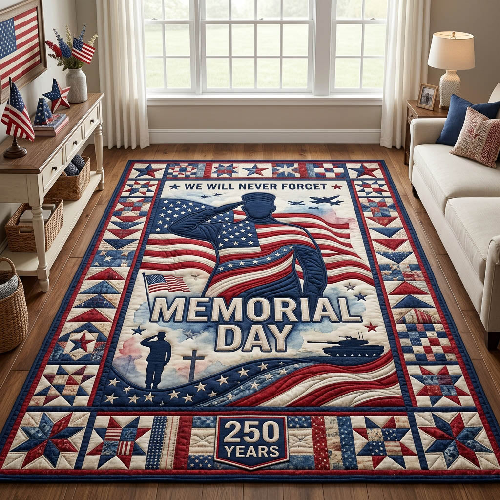 Memorial Day area rug in a living room