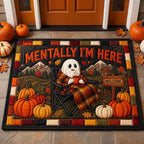 Mentally Autumn Ghost Doormat - Seasonal Holiday Design | Printed Welcome Doormat