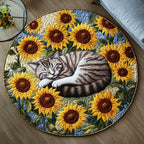 Meow Dreams Round Mat Rug - washable non-slip printed rug
