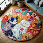 Meow Haven Round Mat Rug - washable non-slip printed rug