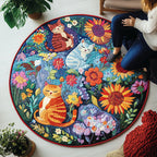 Meow Magic Spot Round Mat Rug - washable non-slip printed rug