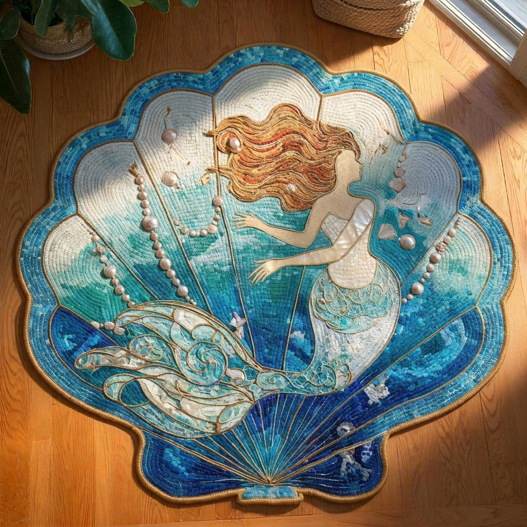 Mermaid Calm Custom Shape Area Rug - Nature Design | Die-Cut Non-Slip Rug - washable non-slip printed rug