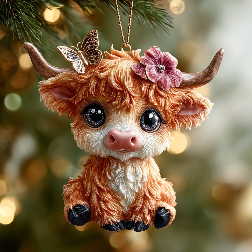 Merry Cow Christmas Ornament