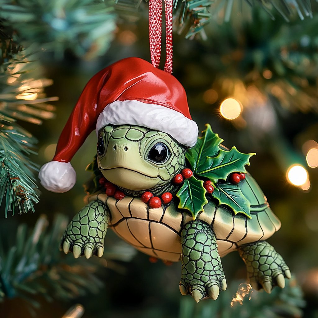 Merry Reef Turtle Christmas Ornament