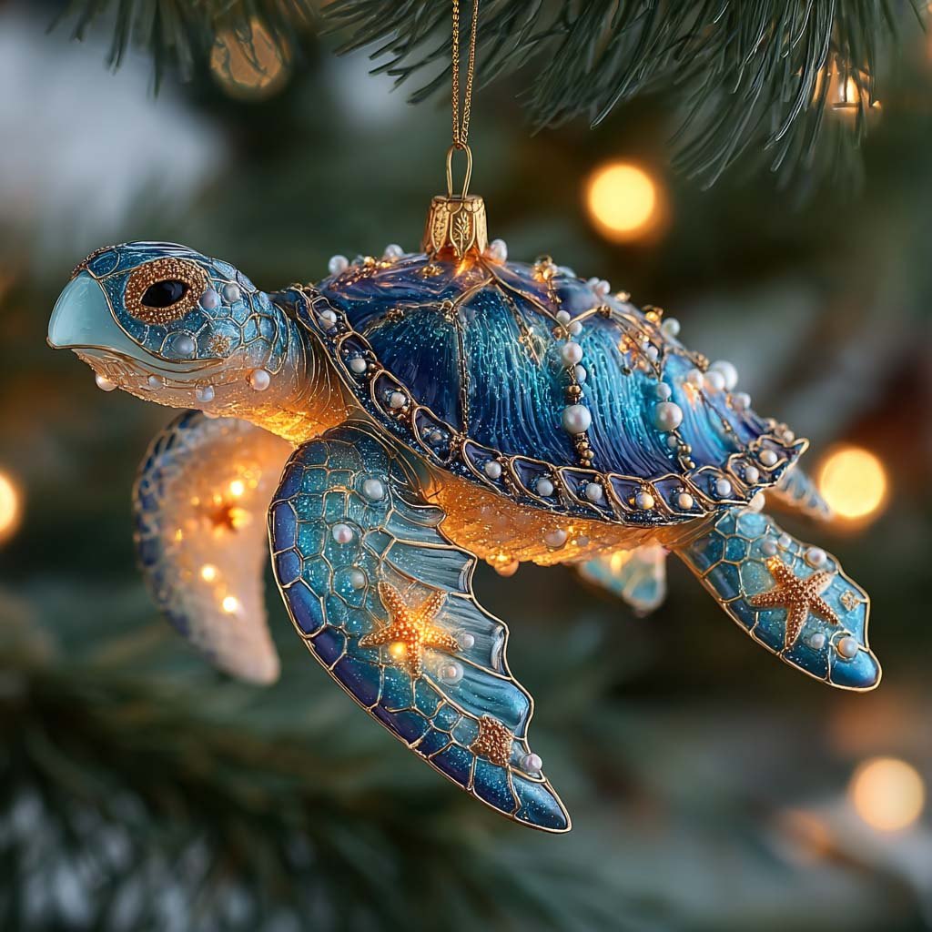 Snow Reindeer Shih Tzu Christmas Ornament