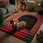 Merry Dachshund area rug in a living room
