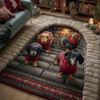 Merry Dachshund area rug in a living room