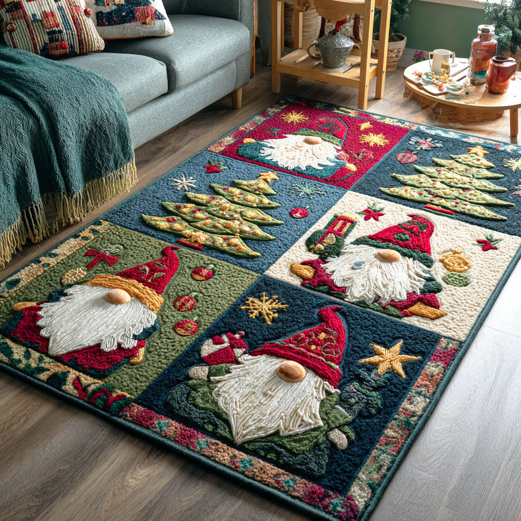 Merry Gnome area rug in a living room
