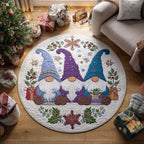 Merry Gnome Round Mat Rug - washable non-slip printed rug